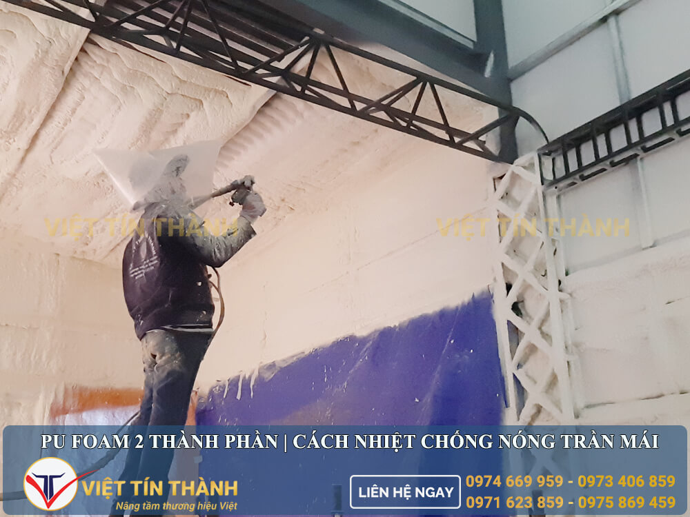 phun pu foam chống nóng mái tôn